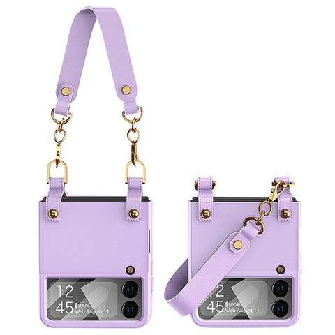 GKK For Samsung Galaxy Z Flip3 5G Ultra Slim PC Phone Case with Hand Strap, Tempered Glass Small Screen Film Full Protection Cover