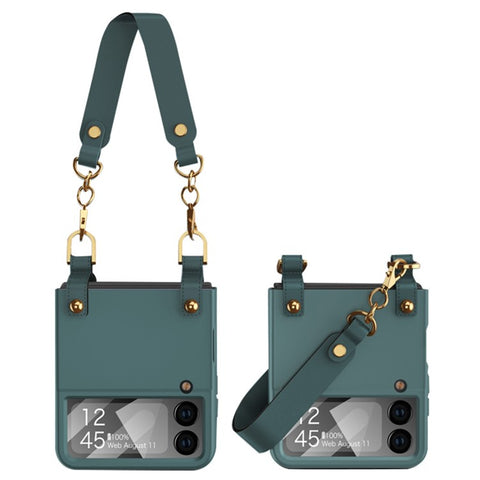 GKK For Samsung Galaxy Z Flip3 5G Ultra Slim PC Phone Case with Hand Strap, Tempered Glass Small Screen Film Full Protection Cover