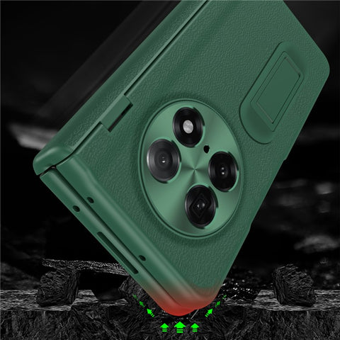 For Oppo Find N5 5G Case with Tempered Glass Film Kickstand PC  + PU Leather Folding Phone Cover