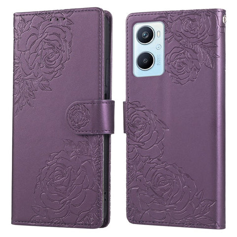 PU Leather Case For Oppo Reno8 Z 5G  /  Reno7 Z 5G  /  A96 (China) 5G Rose Flower Wallet Phone Cover with 3 Card Slots