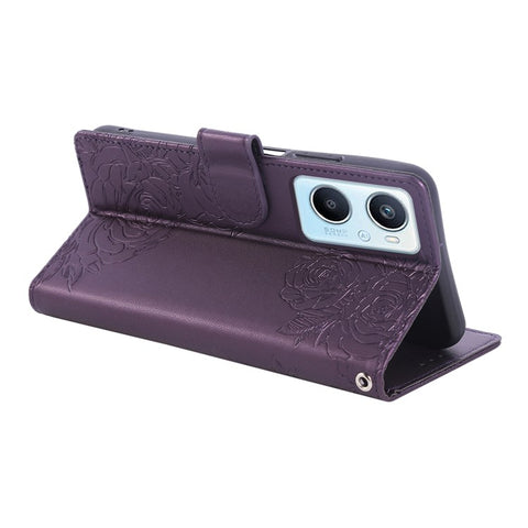 PU Leather Case For Oppo Reno8 Z 5G  /  Reno7 Z 5G  /  A96 (China) 5G Rose Flower Wallet Phone Cover with 3 Card Slots