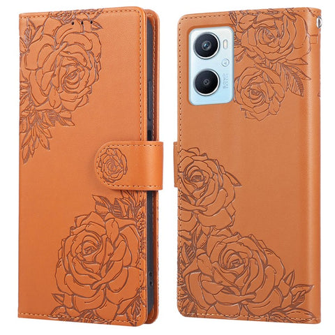 PU Leather Case For Oppo Reno8 Z 5G  /  Reno7 Z 5G  /  A96 (China) 5G Rose Flower Wallet Phone Cover with 3 Card Slots