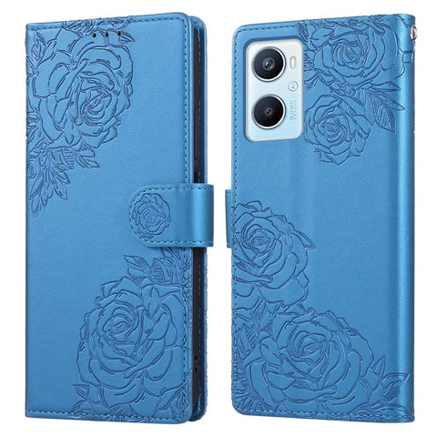 PU Leather Case For Oppo Reno8 Z 5G  /  Reno7 Z 5G  /  A96 (China) 5G Rose Flower Wallet Phone Cover with 3 Card Slots