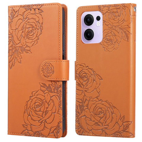 For Oppo Reno13 F 5G (Reno 13 FS 5G) / 4G Case Rose Flower PU Leather Wallet Phone Cover with 3 Card Slots