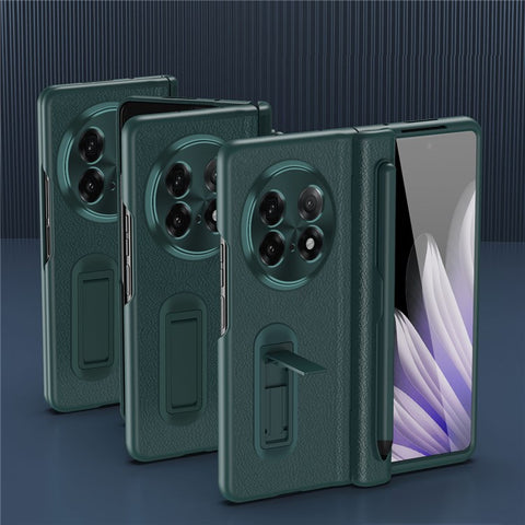 For Oppo Find N5 5G Case Kickstand PC  + PU Leather Folding Phone Cover with Screen Protector and Stylus