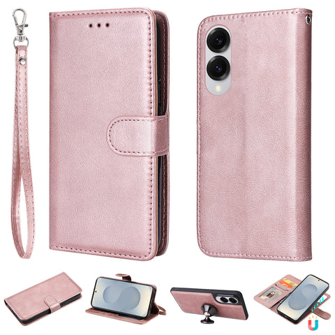 For Samsung Galaxy S25 Edge Case 2 in 1 Detachable Magnetic Leather Wallet Mobile Cover with Strap