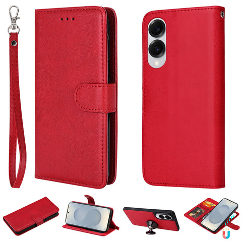 For Samsung Galaxy S25 Edge Case 2 in 1 Detachable Magnetic Leather Wallet Mobile Cover with Strap