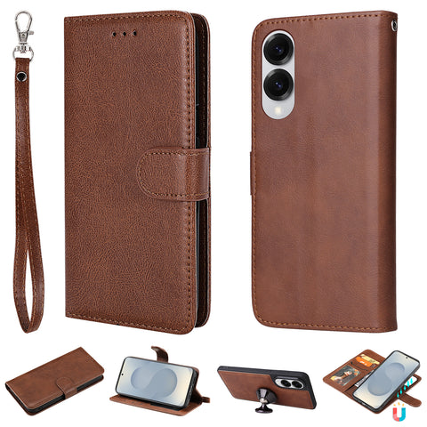 For Samsung Galaxy S25 Edge Case 2 in 1 Detachable Magnetic Leather Wallet Mobile Cover with Strap
