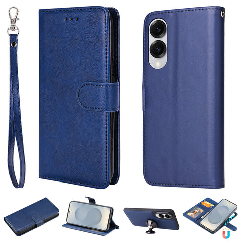 For Samsung Galaxy S25 Edge Case 2 in 1 Detachable Magnetic Leather Wallet Mobile Cover with Strap