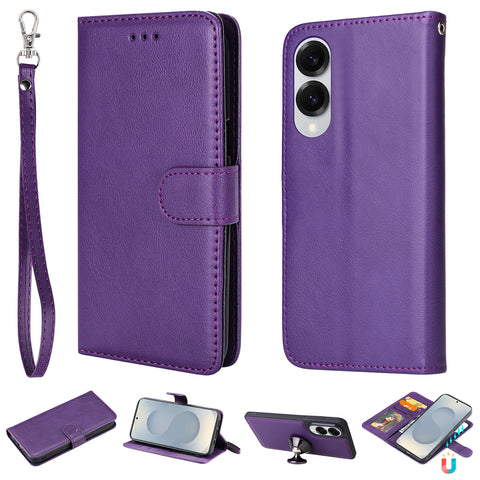 For Samsung Galaxy S25 Edge Case 2 in 1 Detachable Magnetic Leather Wallet Mobile Cover with Strap