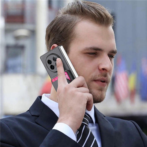 For Oppo Find N5 5G Magnetic Case Kickstand Denim Texture Leather Back Cover with Detachable Card Bag