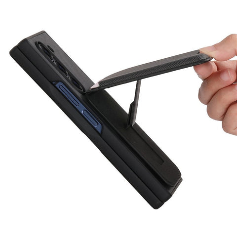 For Oppo Find N5 5G Magnetic Case Kickstand Denim Texture Leather Back Cover with Detachable Card Bag