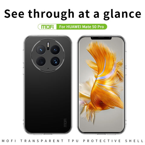MOFI for Huawei Mate 50 Pro 4G Shockproof TPU Shell, Clear Crystal Not-Yellowing Case Protective Phone Cover