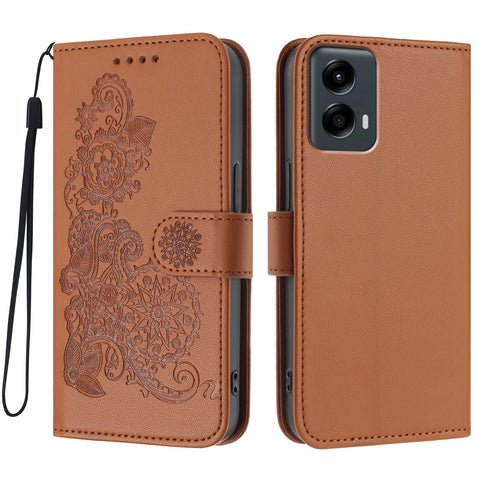 For Motorola Moto G Play 5G (2024) / Motorola Moto G 5G (2024) Phone Cases Mandala Flower Leather Wallet Mobile Cover with Strap