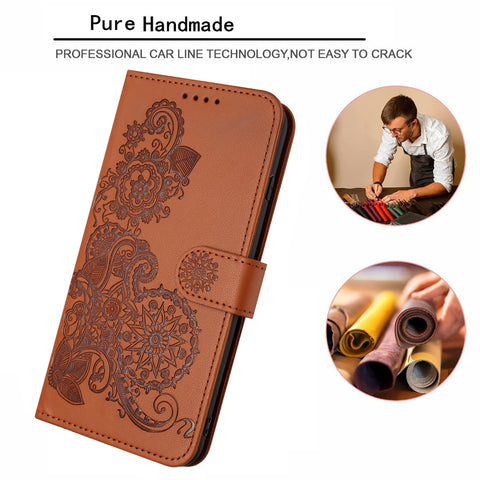For Motorola Moto G Play 5G (2024) / Motorola Moto G 5G (2024) Phone Cases Mandala Flower Leather Wallet Mobile Cover with Strap