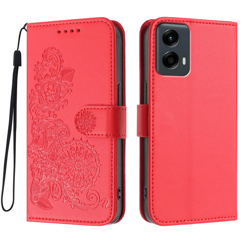For Motorola Moto G Play 5G (2024) / Motorola Moto G 5G (2024) Phone Cases Mandala Flower Leather Wallet Mobile Cover with Strap