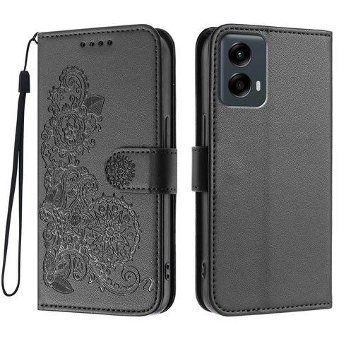For Motorola Moto G Play 5G (2024) / Motorola Moto G 5G (2024) Phone Cases Mandala Flower Leather Wallet Mobile Cover with Strap