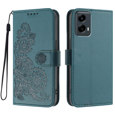 For Motorola Moto G Play 5G (2024) / Motorola Moto G 5G (2024) Phone Cases Mandala Flower Leather Wallet Mobile Cover with Strap