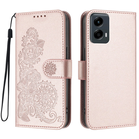 For Motorola Moto G Play 5G (2024) / Motorola Moto G 5G (2024) Phone Cases Mandala Flower Leather Wallet Mobile Cover with Strap