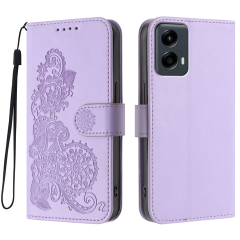 For Motorola Moto G Play 5G (2024) / Motorola Moto G 5G (2024) Phone Cases Mandala Flower Leather Wallet Mobile Cover with Strap