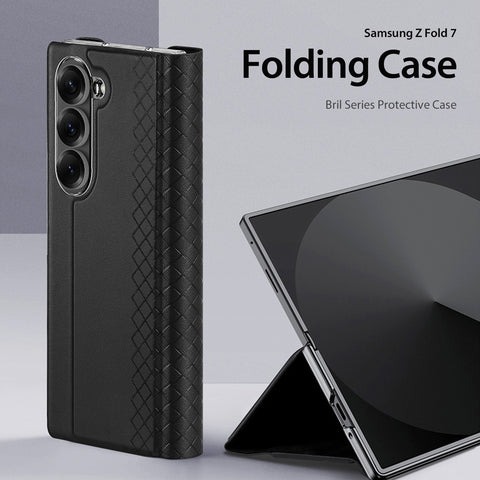 DUX DUCIS For Samsung Galaxy Z Fold7 5G Case  Bril Series Leather+PC Phone Cover with Stand