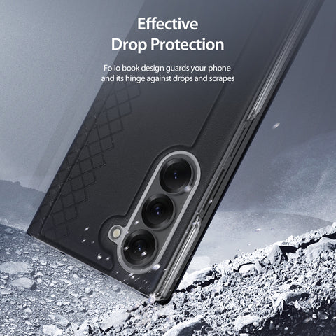 DUX DUCIS For Samsung Galaxy Z Fold7 5G Case  Bril Series Leather+PC Phone Cover with Stand