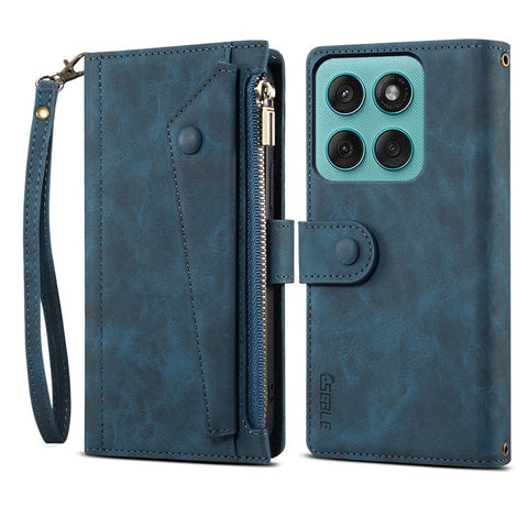 ESEBLE Star Series For Motorola Edge 60 5G / 60 Fusion 5G Case Zipper Wallet Leather Stand Phone Cover with Wrist Strap