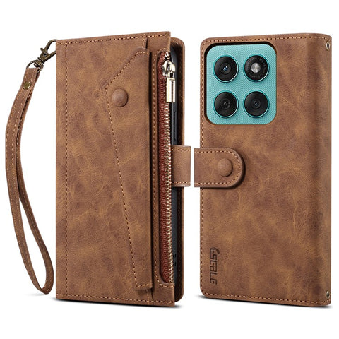 ESEBLE Star Series For Motorola Edge 60 5G / 60 Fusion 5G Case Zipper Wallet Leather Stand Phone Cover with Wrist Strap