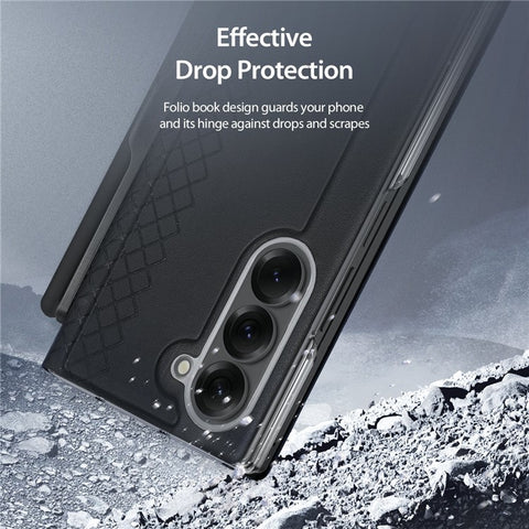 DUX DUCIS Bril Series For Samsung Galaxy Z Fold7 5G Case Leather Stand Phone Cover with Pen Holder