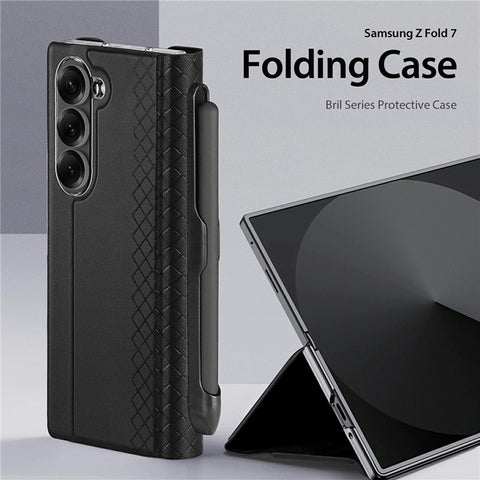 DUX DUCIS Bril Series For Samsung Galaxy Z Fold7 5G Case Leather Stand Phone Cover with Pen Holder