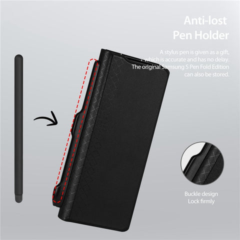 DUX DUCIS Bril Series For Samsung Galaxy Z Fold7 5G Case Leather Stand Phone Cover with Pen Holder