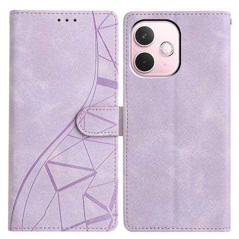 For Oppo A5 Pro 4G (Global) / 5G (Global) / A5 Energy 5G (China) Case Wallet Stand Imprinted Triangle Pattern Leather Phone Flip Cover