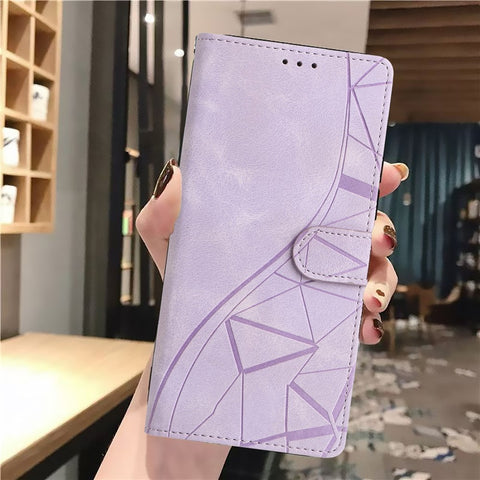 For Oppo A5 Pro 4G (Global) / 5G (Global) / A5 Energy 5G (China) Case Wallet Stand Imprinted Triangle Pattern Leather Phone Flip Cover