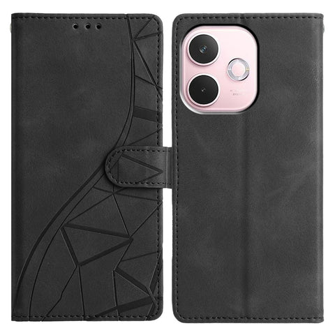 For Oppo A5 Pro 4G (Global) / 5G (Global) / A5 Energy 5G (China) Case Wallet Stand Imprinted Triangle Pattern Leather Phone Flip Cover