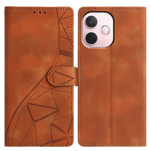 For Oppo A5 Pro 4G (Global) / 5G (Global) / A5 Energy 5G (China) Case Wallet Stand Imprinted Triangle Pattern Leather Phone Flip Cover