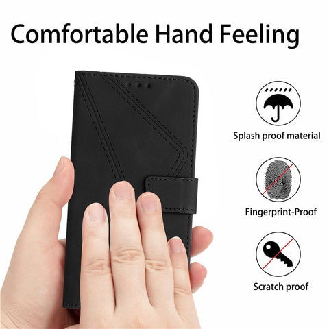 For Oppo A5 Pro 4G (Global) / 5G (Global) / A5 Energy 5G (China) Case Skin Touch Lines Imprinted PU Leather Flip Phone Cover