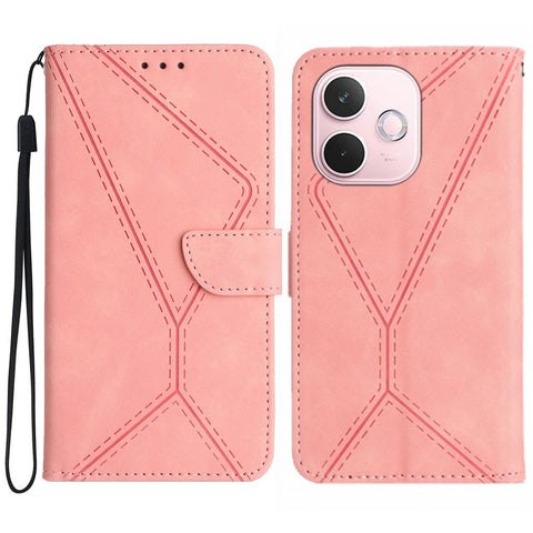 For Oppo A5 Pro 4G (Global) / 5G (Global) / A5 Energy 5G (China) Case Skin Touch Lines Imprinted PU Leather Flip Phone Cover