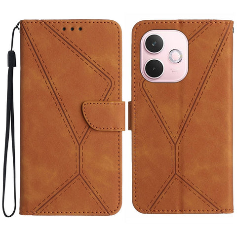 For Oppo A5 Pro 4G (Global) / 5G (Global) / A5 Energy 5G (China) Case Skin Touch Lines Imprinted PU Leather Flip Phone Cover