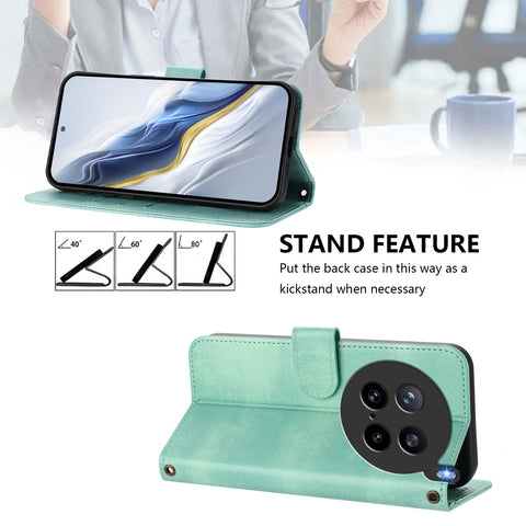 For vivo X200s 5G Cases Wallet Stand Retro Texture Leather Phone Cover with Lanyard