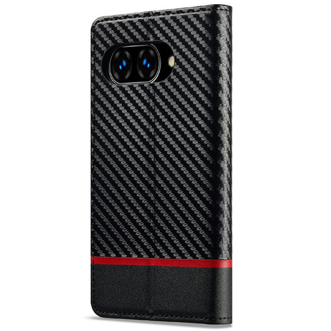 LC.IMEEKE For Google Pixel 9a Case Carbon Fiber Texture Phone Cover Stand Card Holder