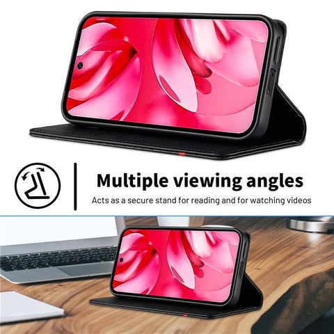 LC.IMEEKE For Google Pixel 9a Case Carbon Fiber Texture Phone Cover Stand Card Holder