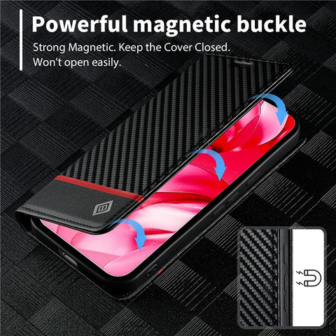 LC.IMEEKE For Google Pixel 9a Case Carbon Fiber Texture Phone Cover Stand Card Holder