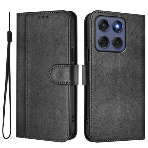 For Motorola Edge 60 5G / 60 Fusion 5G Cases Wallet Stand Retro Texture Leather Phone Cover with Lanyard