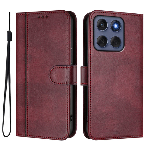 For Motorola Edge 60 5G / 60 Fusion 5G Cases Wallet Stand Retro Texture Leather Phone Cover with Lanyard