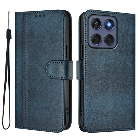 For Motorola Edge 60 5G / 60 Fusion 5G Cases Wallet Stand Retro Texture Leather Phone Cover with Lanyard