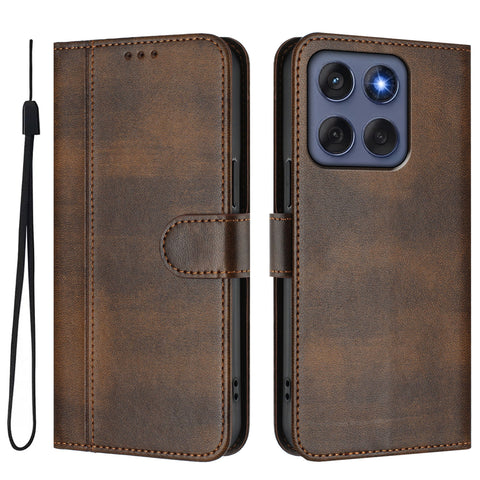 For Motorola Edge 60 5G / 60 Fusion 5G Cases Wallet Stand Retro Texture Leather Phone Cover with Lanyard