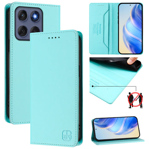 For Motorola Edge 60 5G / 60 Fusion 5G Leather Case RINACASIS RC01 Phone Cover with RFID Blocking Wallet Stand