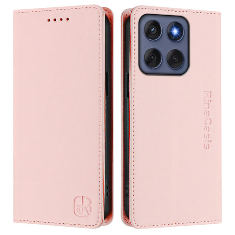 For Motorola Edge 60 5G / 60 Fusion 5G Leather Case RINACASIS RC01 Phone Cover with RFID Blocking Wallet Stand