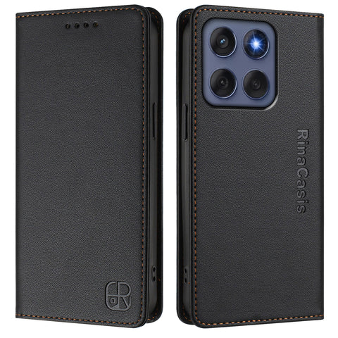 For Motorola Edge 60 5G / 60 Fusion 5G Leather Case RINACASIS RC01 Phone Cover with RFID Blocking Wallet Stand