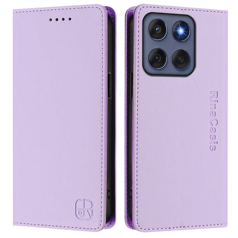 For Motorola Edge 60 5G / 60 Fusion 5G Leather Case RINACASIS RC01 Phone Cover with RFID Blocking Wallet Stand